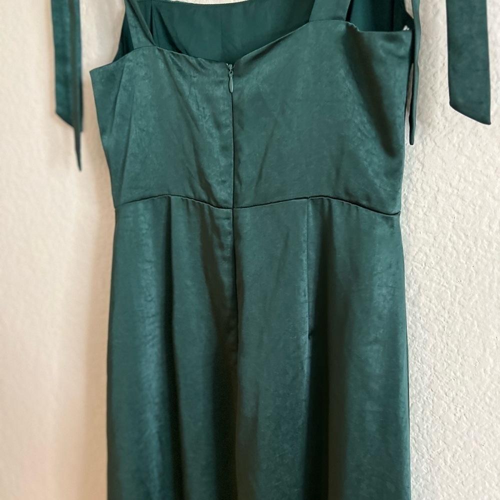 NWOT Made to Be Adored Hunter Green Satin Tie-Strap Maxi Dress - Picture 8 of 8